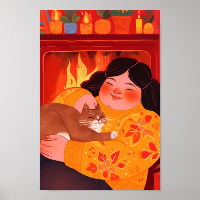 Affiche Une femme et son chat (Devant)