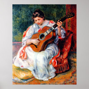 Affiche Une femme jouant à la guitare par Pierre Renoir
