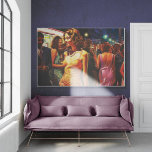 Affiche Une Femme Marchant À Travers La Vie Nocturne La Fo