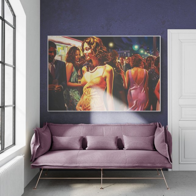 Affiche Une Femme Marchant À Travers La Vie Nocturne La Fo (Créateur téléchargé)