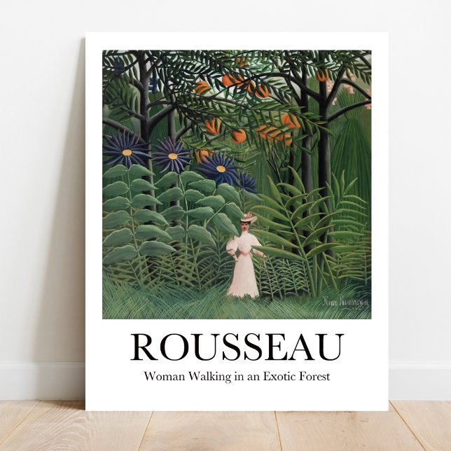 Affiche Une femme marche dans une forêt exotique Henri Rou (Escape to Paradise: Rousseau's "Exotic Forest." Vivid art poster)