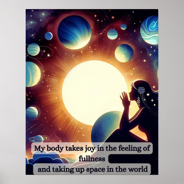 Affiche Une femme méditant sur la positivité corporelle (Devant)