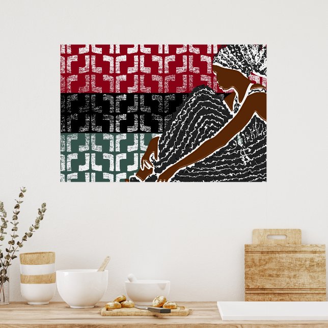 Affiche Une femme noire africaine avec un foulard (Cuisine)