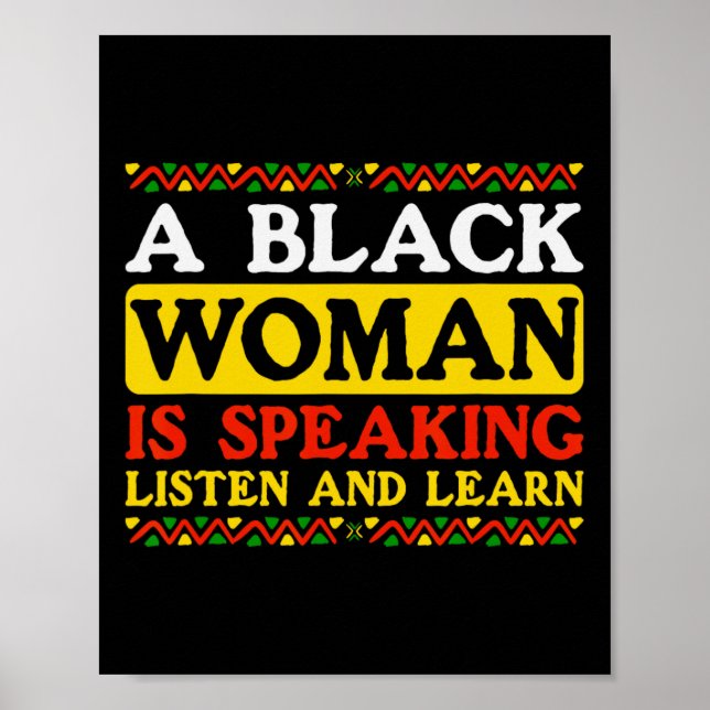 Affiche Une Femme Noire Parle Écouter Et Apprendre Manque  (Devant)