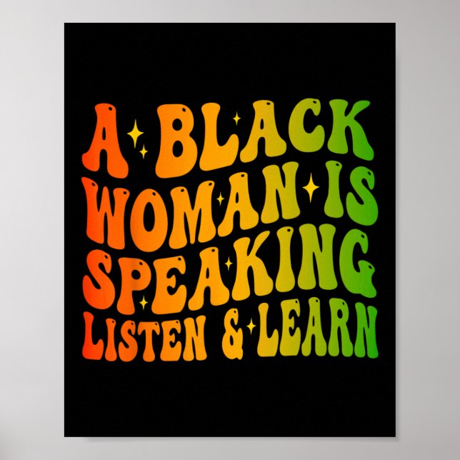 Affiche Une Femme Noire Parle Écouter Et Apprendre Pour Af (Devant)