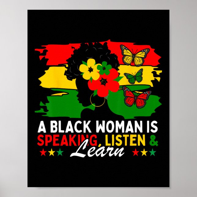 Affiche Une Femme Noire Parle Écouter Et Apprendre Pour Af (Devant)