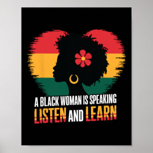 Affiche Une Femme Noire Parle Écouter Et Apprendre Pour Af