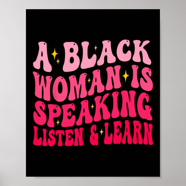 Affiche Une Femme Noire Parle Écouter Et Apprendre Pour Af (Devant)