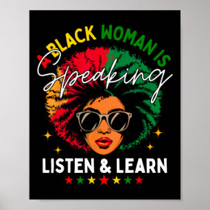 Affiche Une Femme Noire Parle Écouter Et Apprendre Pour Af