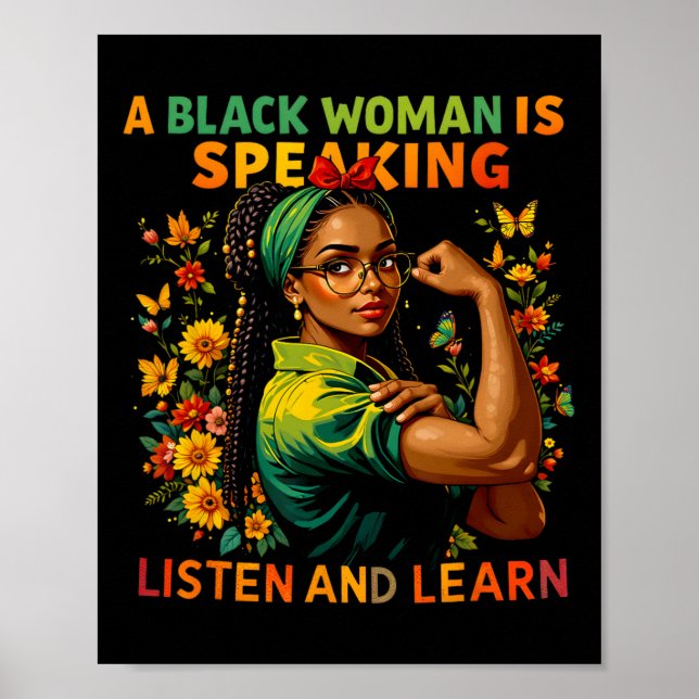 Affiche Une Femme Noire Parle Écouter Histoire Noire Lun (Devant)
