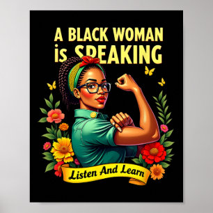 Affiche Une Femme Noire Parle Écouter Histoire Noire Lun