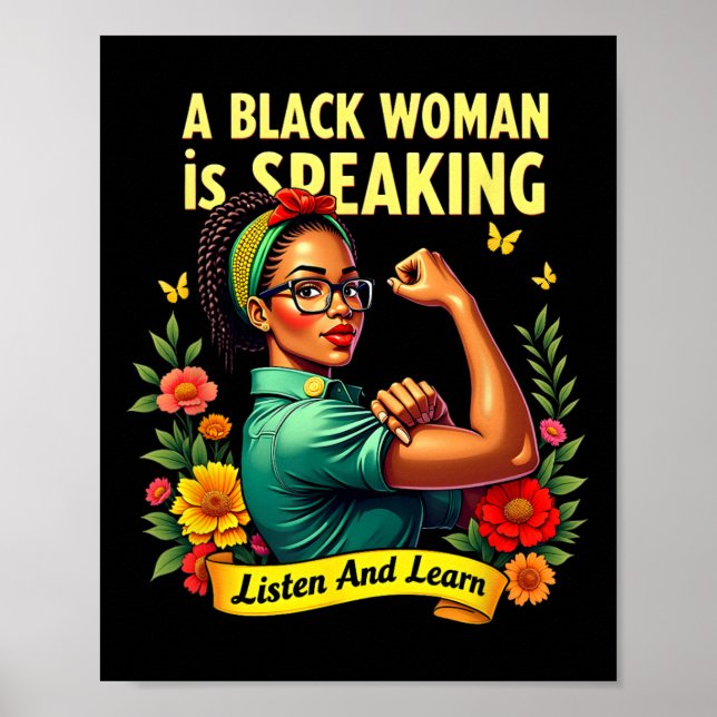 Affiche Une Femme Noire Parle Écouter Histoire Noire Lun (Devant)