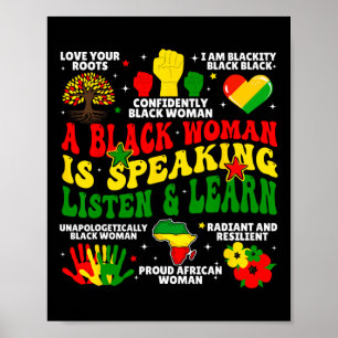 Affiche Une femme noire parle Écoutez et apprenez pour Afr