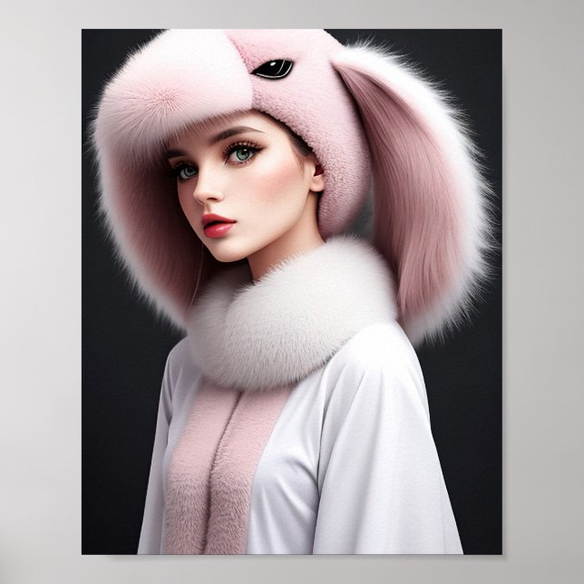 Affiche Une femme portant un casquette de lapin (Devant)