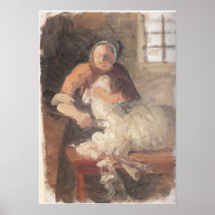 Affiche Une Femme Qui Envisage Le Mouton Ancher