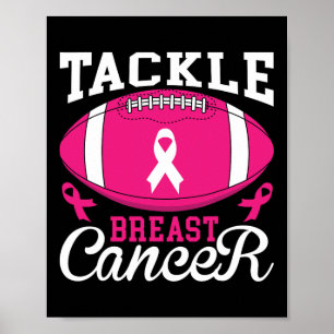 Affiche Une Femme S'Attaquer À La Football Pink Ribbon Can