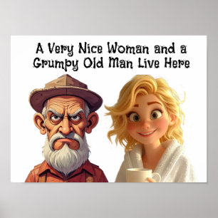 Affiche Une femme très gentille et un vieil homme grincheu