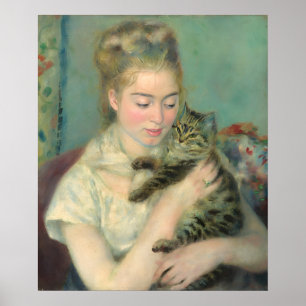 Affiche Une femme vintage avec une peinture de chat par Re