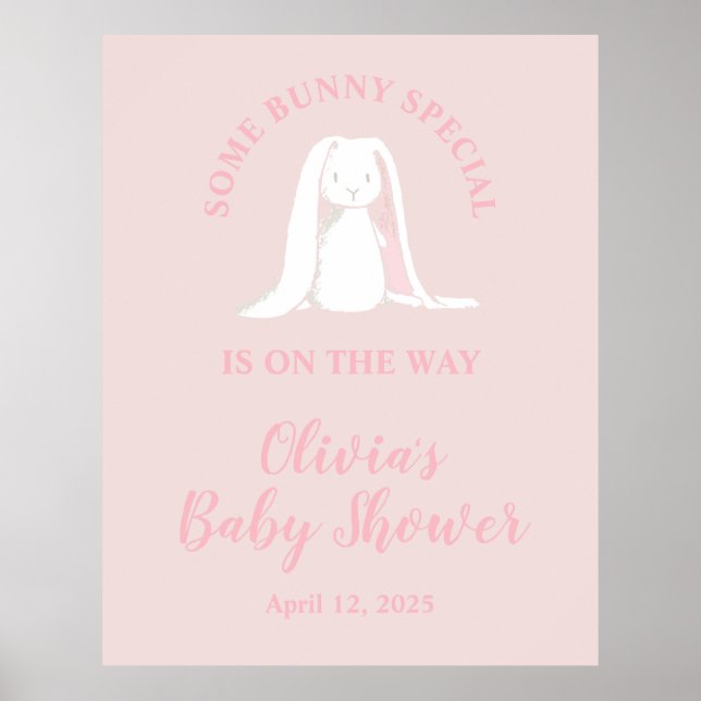 Affiche Une Fête de Bébé Spéciale pour un Petit Lapin (Devant)