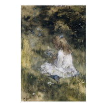 Une fille à la fleur sur l'herbe (1878)