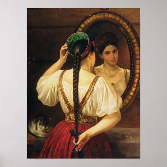 Affiche Une fille au miroir, 1848 (Devant)