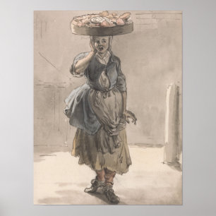 Affiche Une fille avec un panier sur la tête - Paul Sandby