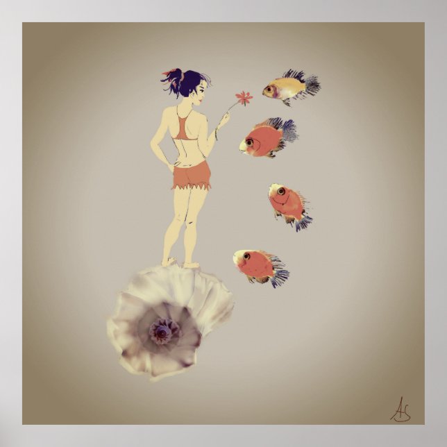 Affiche Une fille avec une fleur (Devant)