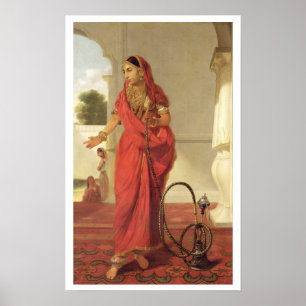 Affiche Une fille de danse indienne avec un narguilé, 1772
