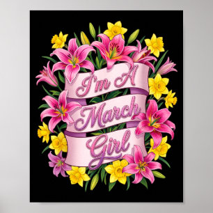 Affiche Une fille de mars Daffodil Fleur de naissance Femm