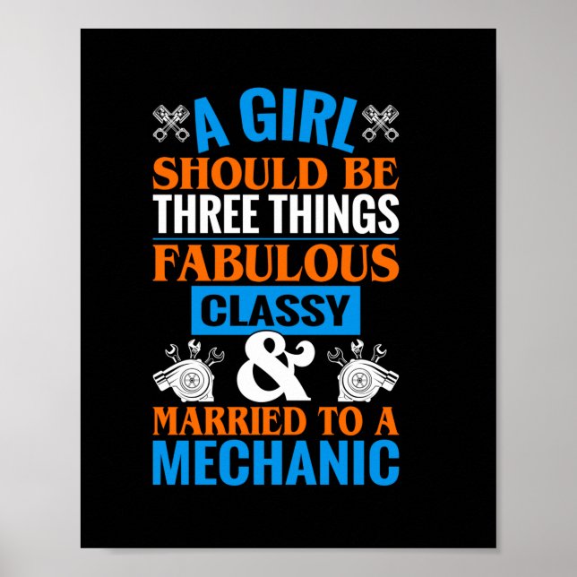 Affiche Une Fille Devrait Être Mariée À Mécanique (Devant)