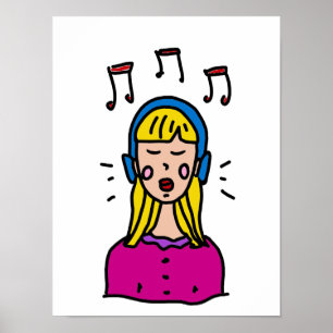 Affiche Une fille écoute de la musique