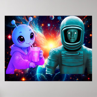 Affiche Une fille extraterrestre mignonne + Un garçon extr