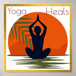 Affiche Une fille faisant du yoga avec un arrière - plan c