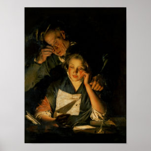 Affiche Une fille lisant une lettre