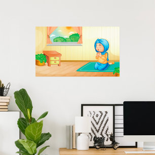 Affiche Une fille musulmane qui prie