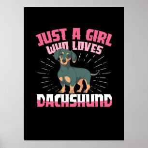 Affiche Une fille qui aime Dachshund