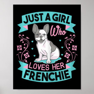 Affiche Une Fille Qui Aime Son French Bulldog Français