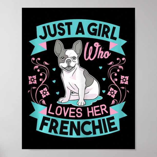 Affiche Une Fille Qui Aime Son French Bulldog Français (Devant)
