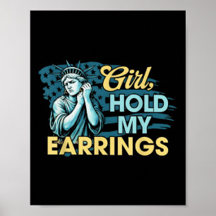 Affiche Une Fille Tenant Mes Boucles D'Oreilles Statue De 