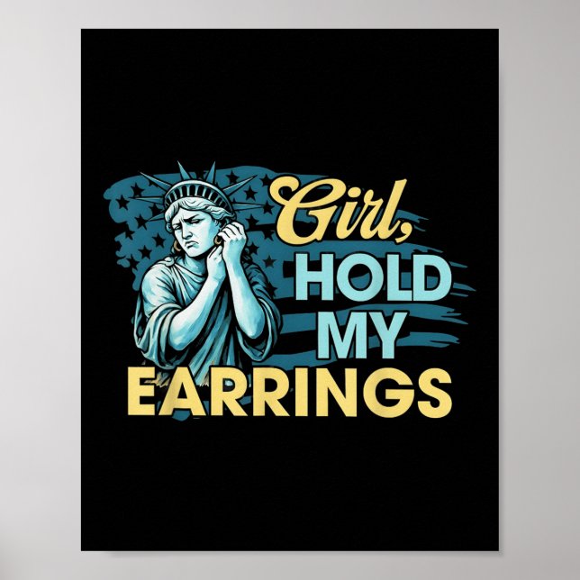 Affiche Une Fille Tenant Mes Boucles D'Oreilles Statue De  (Devant)