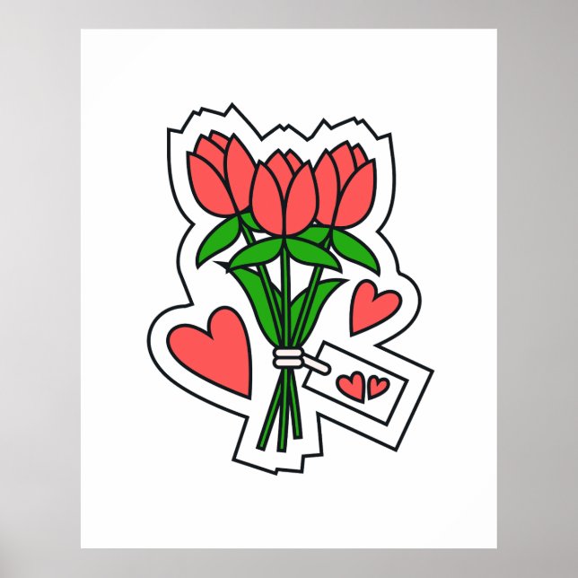 Affiche Une Fleur Avec Un Message D'Amour (Devant)