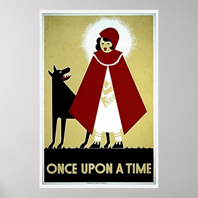 Affiche Une fois sur une affiche, chaperon rouge et loup (Devant)