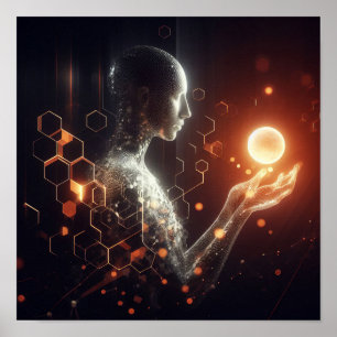 Affiche Une forme de vie numérique interagissant avec une 