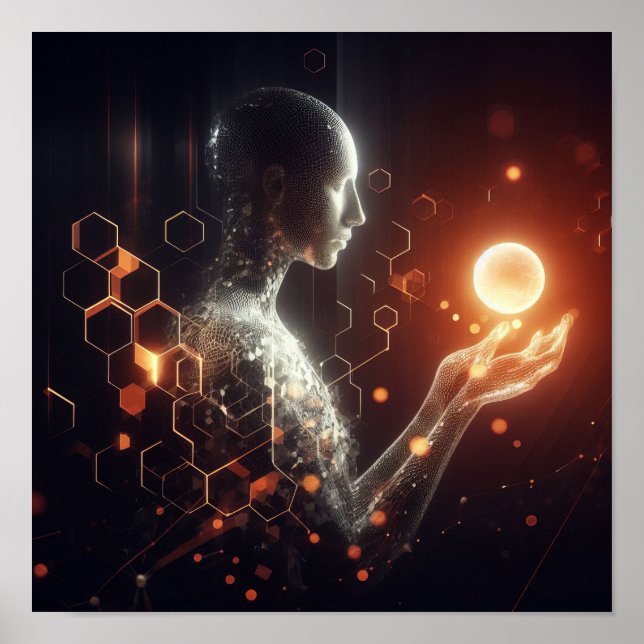 Affiche Une forme de vie numérique interagissant avec une  (Devant)