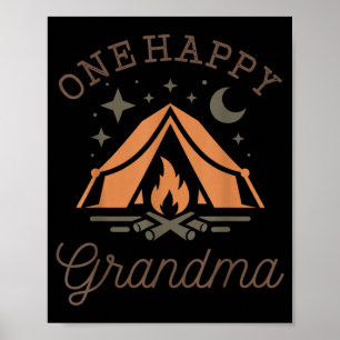 Affiche Une grand-mère campeuse heureuse 1er anniversaire