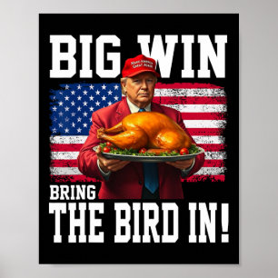 Affiche Une Grande Victoire Qui Amène L'Oiseau À Thanksgiv
