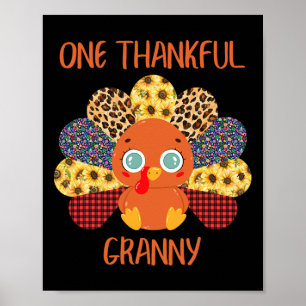 Affiche Une Granny dinde reconnaissante de Thanksgiving fa