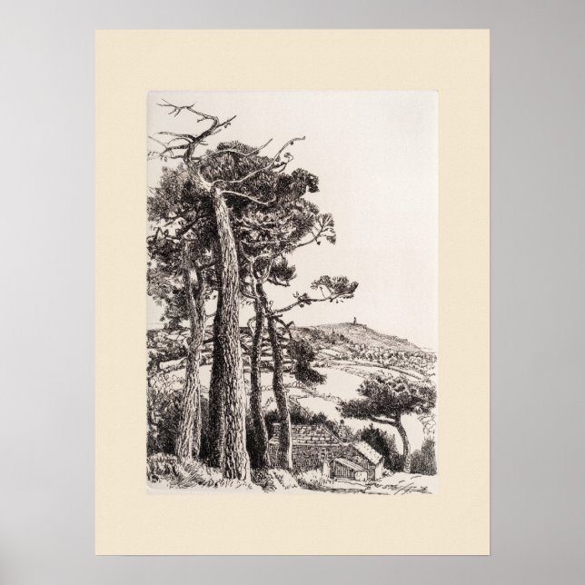 Affiche Une gravure de folie en Cornouailles, Réimpression (Devant)