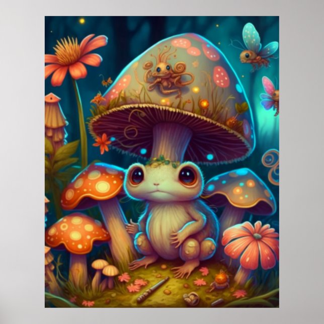 Affiche Une grenouille à champignons magiques (Devant)