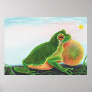 Affiche Une grenouille mâle chante une chanson pour attire